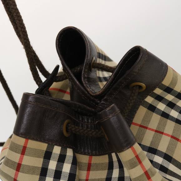 BURBERRYSs Nova Check Shoulder Bag Nylon Leather Beige Auth 44757 - Picture 6 of 16